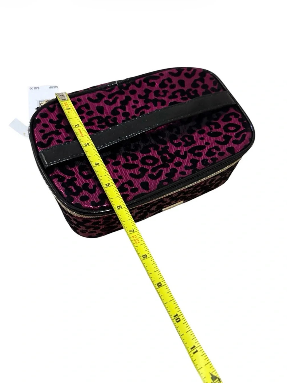Juicy Couture Pink and Black Leopard Cosmetic Case with Gold Hardware